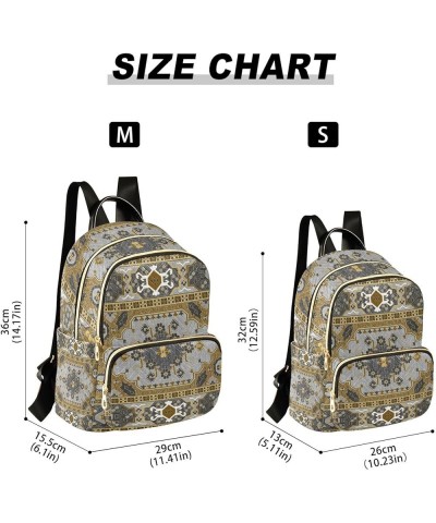 Women Backpack Persian Carpet Ethnic Grey Yellow Durable Travel Backpack Lightweight Handbag Lady Purse Roomy Double Zipper W...