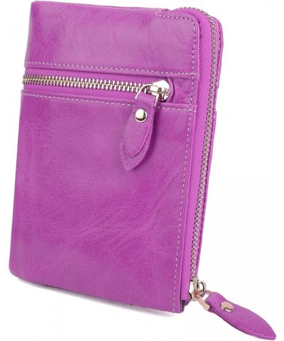 Women's Genuine Leather Ti-fold Wallet Billfold with ID Window and Credit Card Holder S1993 Light Purple $8.54 Wallets