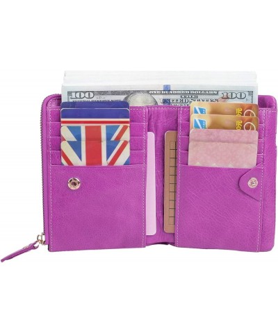 Women's Genuine Leather Ti-fold Wallet Billfold with ID Window and Credit Card Holder S1993 Light Purple $8.54 Wallets