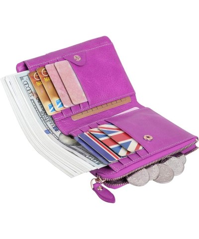 Women's Genuine Leather Ti-fold Wallet Billfold with ID Window and Credit Card Holder S1993 Light Purple $8.54 Wallets