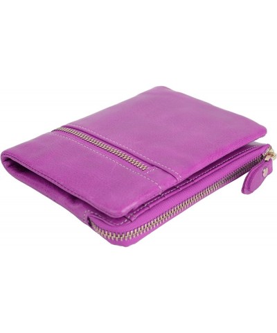 Women's Genuine Leather Ti-fold Wallet Billfold with ID Window and Credit Card Holder S1993 Light Purple $8.54 Wallets