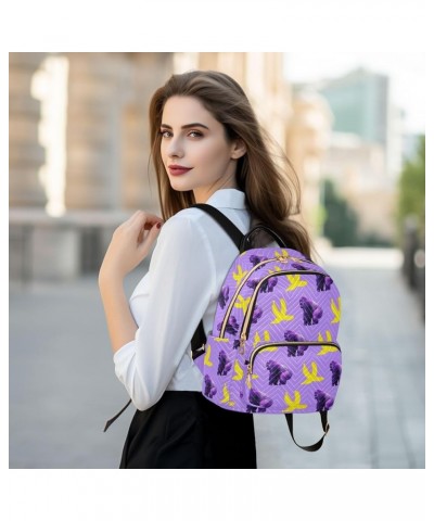 Women's Medium Fashion Backpack Purple Gorilla Banana Print Ladies Travel Daypack Aesthetic Shoulder Bag 10.2×5.1×12.5 IN $19...