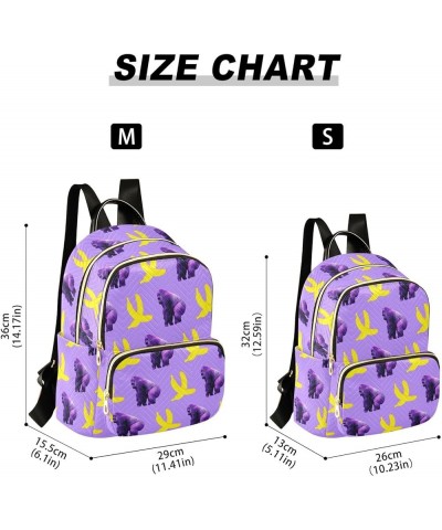 Women's Medium Fashion Backpack Purple Gorilla Banana Print Ladies Travel Daypack Aesthetic Shoulder Bag 10.2×5.1×12.5 IN $19...