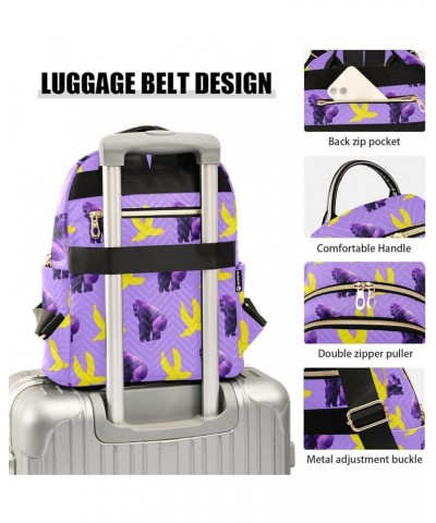 Women's Medium Fashion Backpack Purple Gorilla Banana Print Ladies Travel Daypack Aesthetic Shoulder Bag 10.2×5.1×12.5 IN $19...