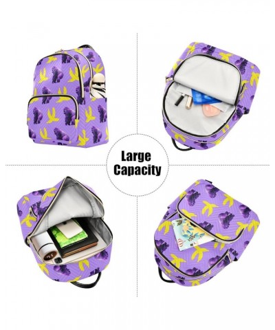 Women's Medium Fashion Backpack Purple Gorilla Banana Print Ladies Travel Daypack Aesthetic Shoulder Bag 10.2×5.1×12.5 IN $19...