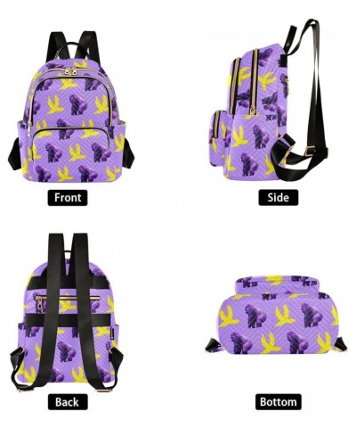 Women's Medium Fashion Backpack Purple Gorilla Banana Print Ladies Travel Daypack Aesthetic Shoulder Bag 10.2×5.1×12.5 IN $19...