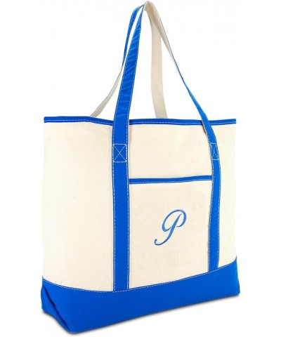 Women's Canvas Tote Bag Satchel Shoulder Bags Royal Blue Monogram A-Z P $14.99 Satchels