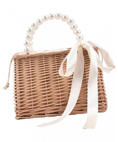 Handwoven, Basket Organizer Box Handbag Parties Photo Props Pearl Handle $9.12 Handbags