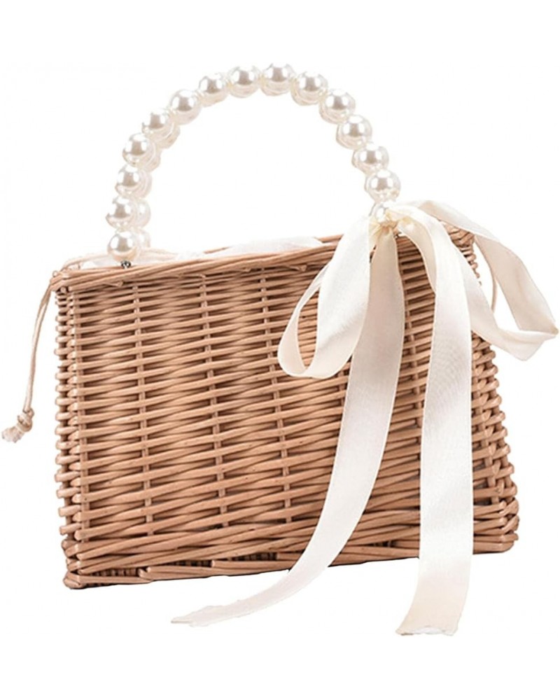 Handwoven, Basket Organizer Box Handbag Parties Photo Props Pearl Handle $9.12 Handbags