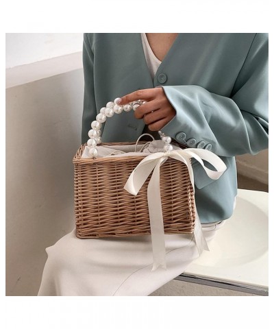 Handwoven, Basket Organizer Box Handbag Parties Photo Props Pearl Handle $9.12 Handbags