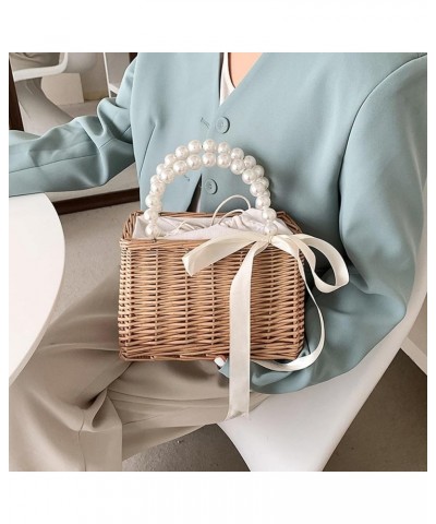 Handwoven, Basket Organizer Box Handbag Parties Photo Props Pearl Handle $9.12 Handbags