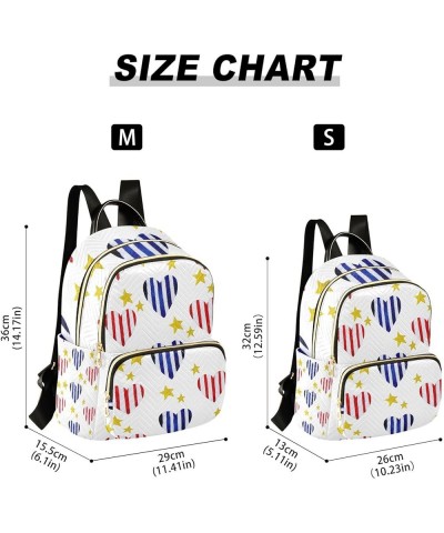 4th of July Women Backpack Liberty Heart Golden Stars Anti-Theft Travel Backpack Lightweight Handbag Roomy Weekend Bag Everyd...