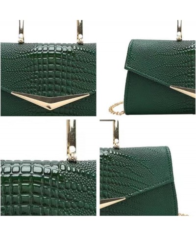 Women Vegan Leather Evening Handbag Crocodile Pattern Handle Clutch Purse Cross Body Envelope Bag A-green $16.00 Evening Bags