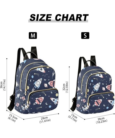 Women Backpack Blue Pink Spaceship Shooting Star Anti-Theft Travel Backpack with Luggage Belt Lightweight Handbag Lady Purse ...