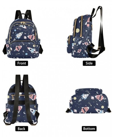 Women Backpack Blue Pink Spaceship Shooting Star Anti-Theft Travel Backpack with Luggage Belt Lightweight Handbag Lady Purse ...