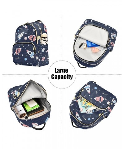 Women Backpack Blue Pink Spaceship Shooting Star Anti-Theft Travel Backpack with Luggage Belt Lightweight Handbag Lady Purse ...