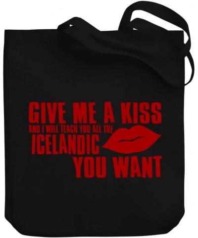 Give me a kiss and I will teach you all the Icelandic you want Canvas Tote Bag 10.5" x 16" x 4 $23.19 Totes