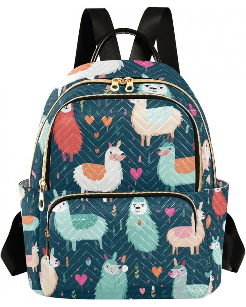 Small Backpack Purse for Women, Colorful Alpacas Travel Bag Casual Daypack Shoulder Bag Medium $17.28 Backpacks