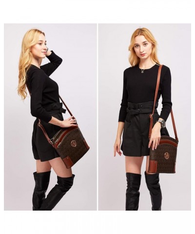 Crossbody Bags Purses for Women Trendy Multi Pockets Monogram Zip Shoulder Bags Ladies PU Leather Handbag Coffee $18.89 Shoul...