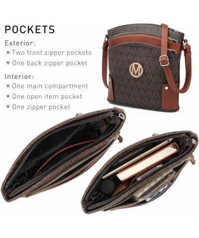 Crossbody Bags Purses for Women Trendy Multi Pockets Monogram Zip Shoulder Bags Ladies PU Leather Handbag Coffee $18.89 Shoul...