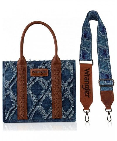 Wrangler Tote Bag Western Purses for Women Shoulder Boho Aztec Handbags Angel Denim Jean- Wide Strap M $26.30 Hobo Bags