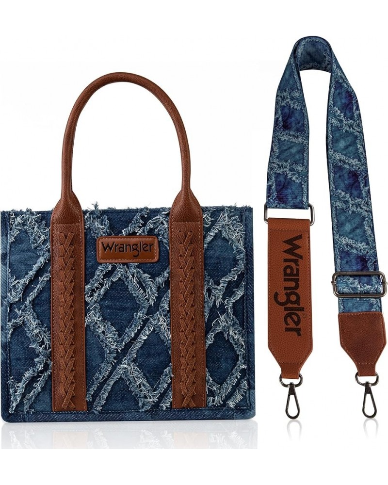 Wrangler Tote Bag Western Purses for Women Shoulder Boho Aztec Handbags Angel Denim Jean- Wide Strap M $26.30 Hobo Bags