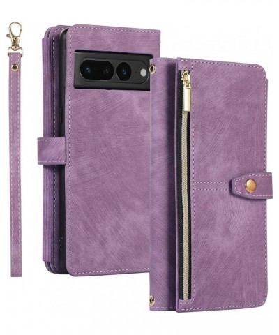 for Google Pixel 6 flip Phone case, Leather case with Nine Card Zipper Bag Brown Pixel 8Pro Purple $16.73 Totes