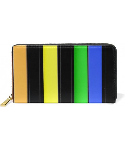 Women Genuine Leather Wallet Purse Colorful Piano Keys Card Holder Organizer Zip Around Clutch $17.50 Wallets