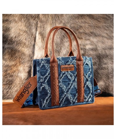 Wrangler Tote Bag Western Purses for Women Shoulder Boho Aztec Handbags Angel Denim Jean- Wide Strap M $26.30 Hobo Bags