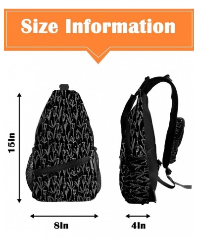 Sling Bag Crossbody Bag for Women Men Mexico Skull Flower Black Background Waterproof Hiking Backpack Lightweight Chest Shoul...