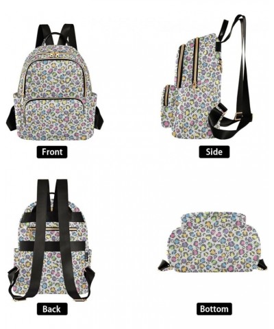 Leopard Print Design in Pastel Rainbow Colors Women Backpack Purse Shoulder Bag Color Small $14.19 Backpacks