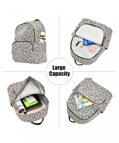 Leopard Print Design in Pastel Rainbow Colors Women Backpack Purse Shoulder Bag Color Small $14.19 Backpacks