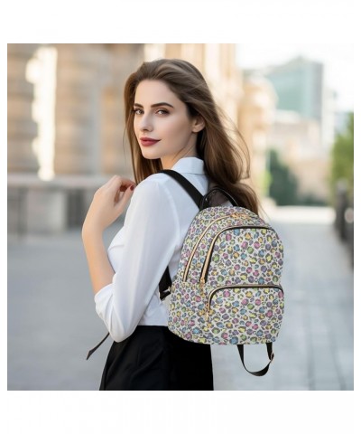 Leopard Print Design in Pastel Rainbow Colors Women Backpack Purse Shoulder Bag Color Small $14.19 Backpacks