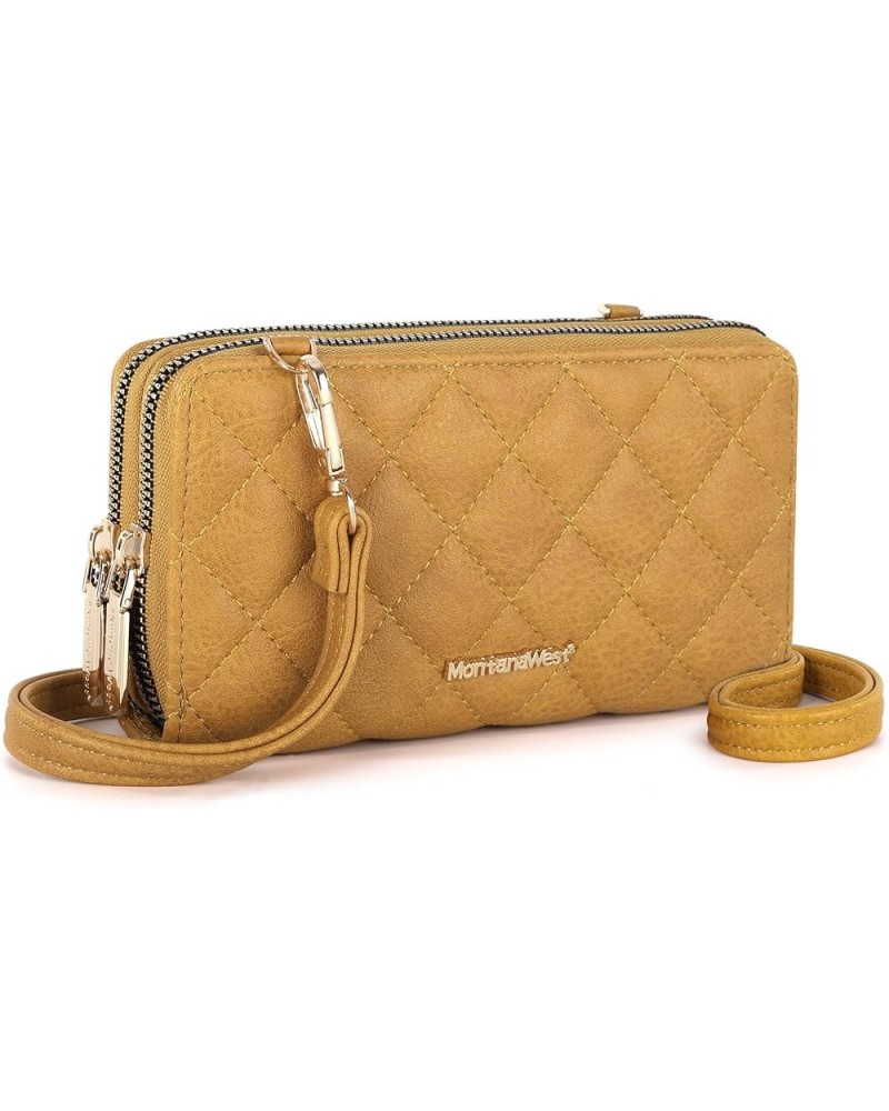 Crossbody Wallet for Women Dual Zipper Compartment Cluth Purse 209-b-yellow $8.09 Wristlets