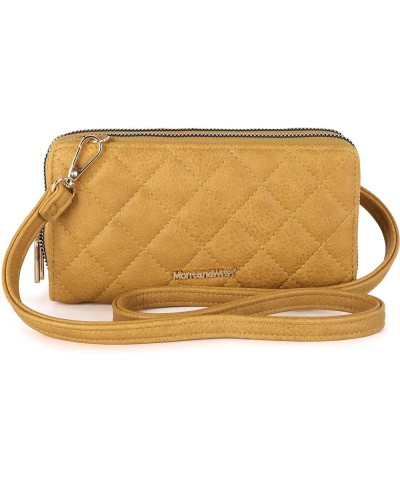 Crossbody Wallet for Women Dual Zipper Compartment Cluth Purse 209-b-yellow $8.09 Wristlets