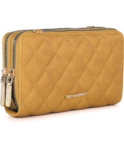 Crossbody Wallet for Women Dual Zipper Compartment Cluth Purse 209-b-yellow $8.09 Wristlets