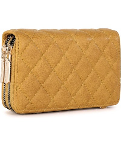 Crossbody Wallet for Women Dual Zipper Compartment Cluth Purse 209-b-yellow $8.09 Wristlets