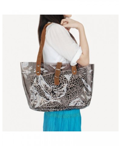 [Lucky Gray] Leopard Double Handle Leatherette Satchel Bag Handbag Purse Casual Styling $11.95 Satchels