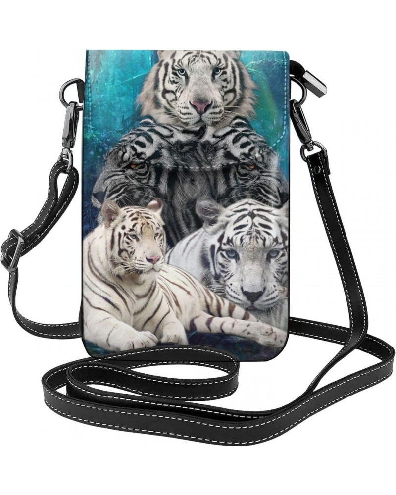 Tiger, Forest Women'S Leather Flip Phone Bag, Small Crossbody Bag Card Holder Wallet Phone Case $18.51 Crossbody Bags