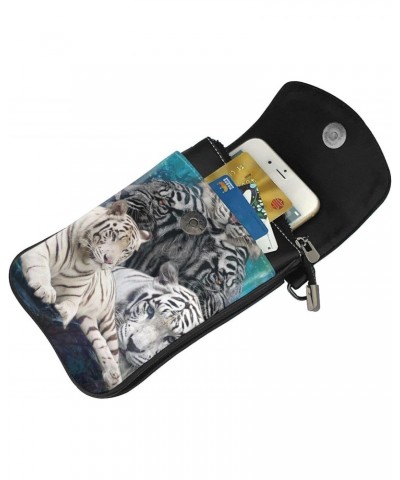 Tiger, Forest Women'S Leather Flip Phone Bag, Small Crossbody Bag Card Holder Wallet Phone Case $18.51 Crossbody Bags