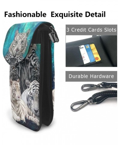 Tiger, Forest Women'S Leather Flip Phone Bag, Small Crossbody Bag Card Holder Wallet Phone Case $18.51 Crossbody Bags