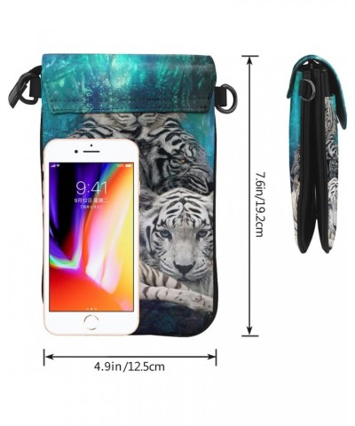 Tiger, Forest Women'S Leather Flip Phone Bag, Small Crossbody Bag Card Holder Wallet Phone Case $18.51 Crossbody Bags