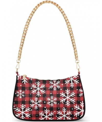 Christmas Shoulder Bag Xmas Snowflake Buffalo Plaid Women Clutch Handbag Date Chain Bag Holiday Birthday Xmas White Elephant ...