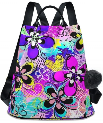 Green Skulls on Purple Women Backpack Purse Anti Theft Back Zipper Design Travel Bag Urban Colorful Floral $20.04 Backpacks