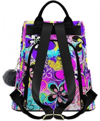 Green Skulls on Purple Women Backpack Purse Anti Theft Back Zipper Design Travel Bag Urban Colorful Floral $20.04 Backpacks