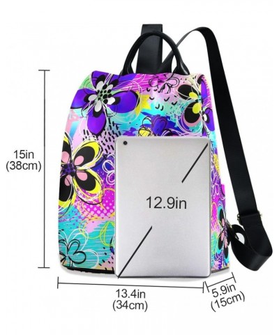 Green Skulls on Purple Women Backpack Purse Anti Theft Back Zipper Design Travel Bag Urban Colorful Floral $20.04 Backpacks