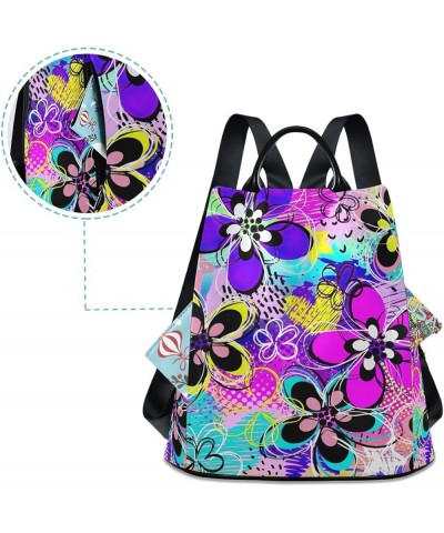 Green Skulls on Purple Women Backpack Purse Anti Theft Back Zipper Design Travel Bag Urban Colorful Floral $20.04 Backpacks