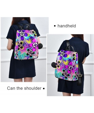 Green Skulls on Purple Women Backpack Purse Anti Theft Back Zipper Design Travel Bag Urban Colorful Floral $20.04 Backpacks