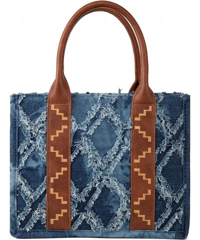 Wrangler Tote Bag Western Purses for Women Shoulder Boho Aztec Handbags Angel Denim Jean- Wide Strap M $26.30 Hobo Bags