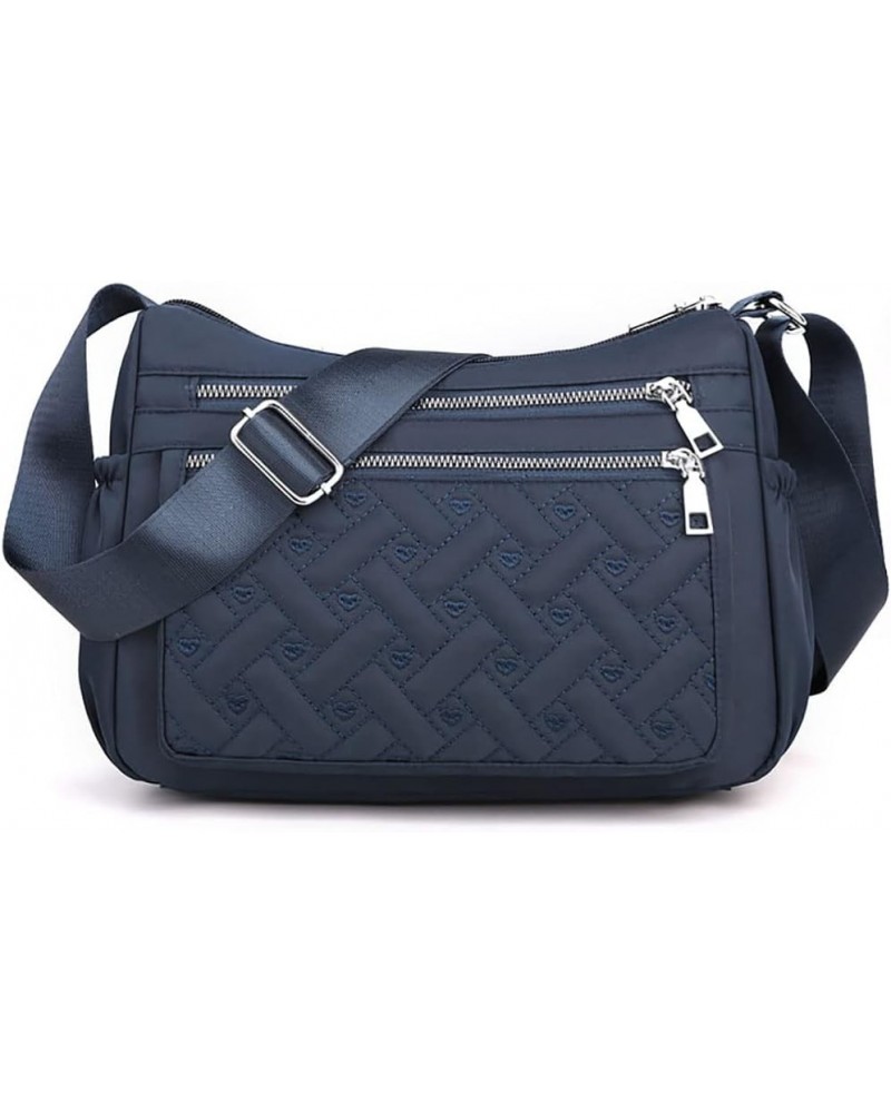 Women Crossbody Bag Quilted Large Capacity Travel Shoulder Messenger Bag Multi Pockets Handbag Purse Satche Dark Blue $13.08 ...